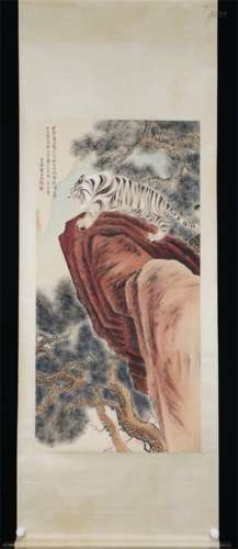 Vertical Painting : A Tyger in the Pine Forest   by Zhang Shanzi