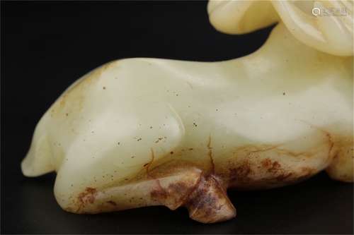 Hetian White Jade Deer Ornament ,Qing Dynasty