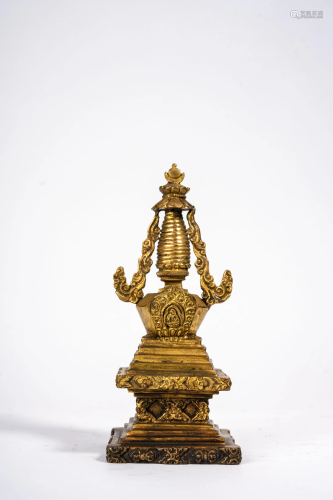 Gilt Copper Stupa Model
