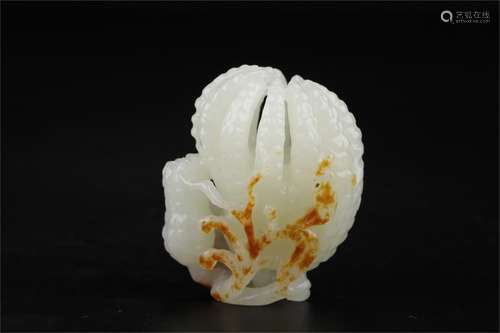 Buddha's Hand Shaped Hetian White Jade Ornament  ,Qing Dynasty