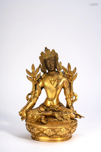 Gilt Copper Bodhisattva Figure