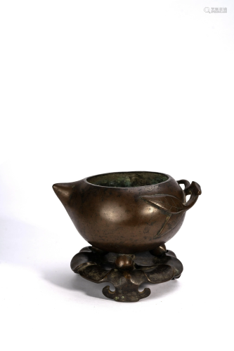 Chinese Peach-Form Censer with stand