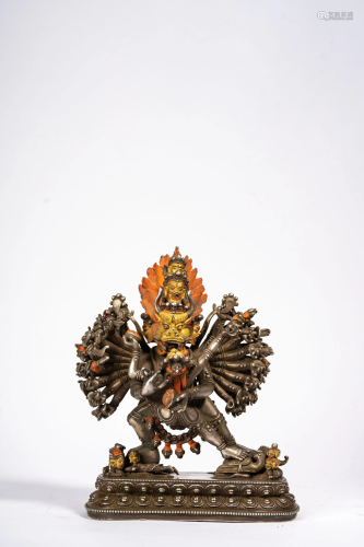 Tibetan Silver Figure of Yamantaka