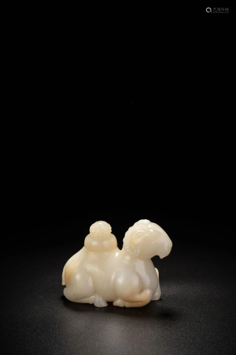 Chinese White Jade Ram Water Pot