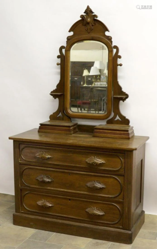 A Mirrored Back Vanity Dresser