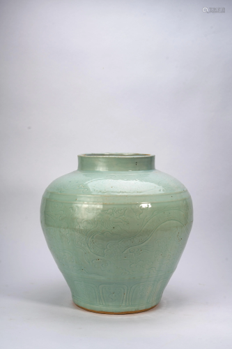 Chinese Celadon Incised Dragon Jar