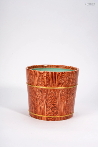 Chinese Wood Imitation Glaze Jar
