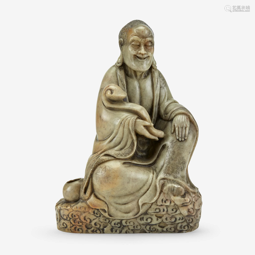 A Chinese carved soapstone lohan, 20th Century