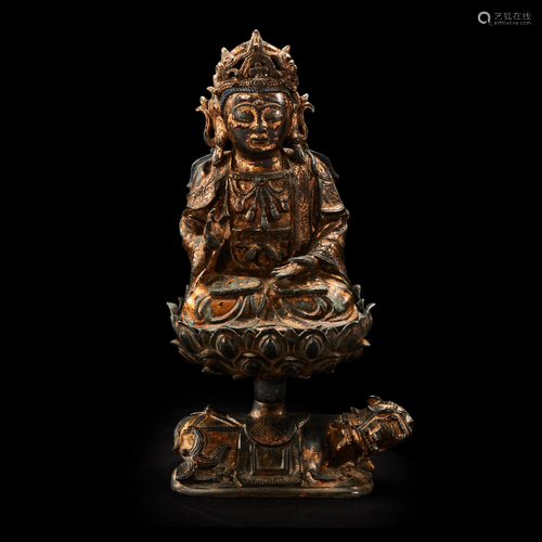 A Chinese lacquered bronze Bodhisattva,