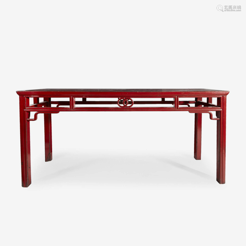 A Chinese red lacquered altar table,