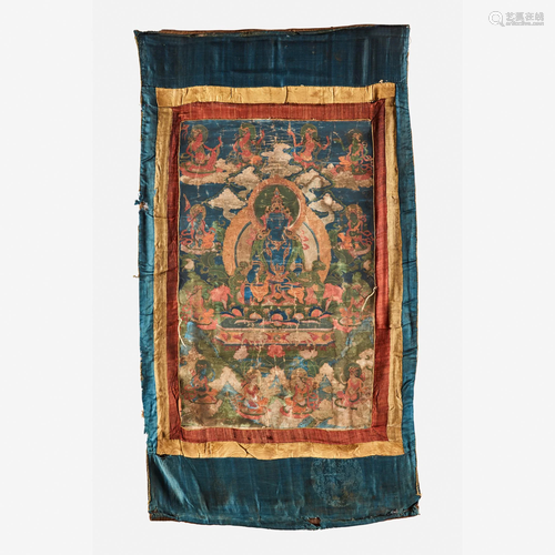 A Tibetan thangka depicting Akshobya Buddha,