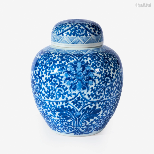 A Chinese blue and white porcelain jar and cover,