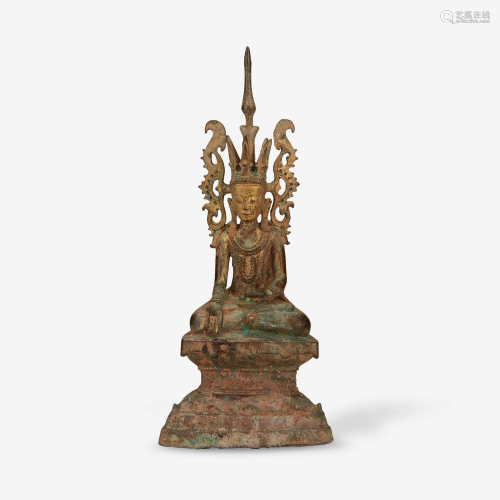 A Burmese gilt bronze figure of a seated Jambhupati