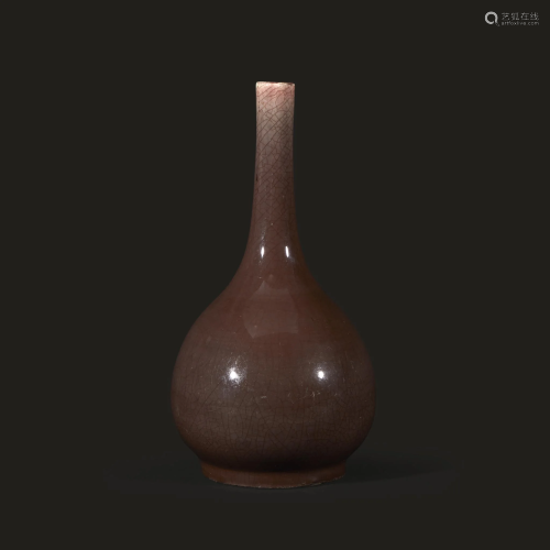 A Chinese copper red-glazed bottle vase,
