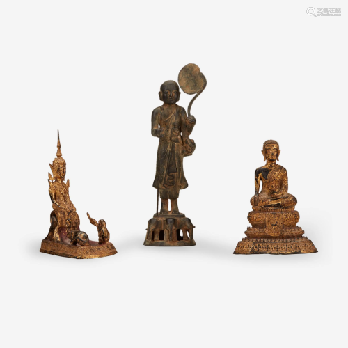 Three small Thai and Burmese bronze sculptures, 19th
