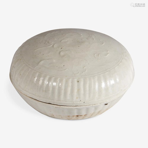 A Chinese whiteware molded box and cover, Southern Song