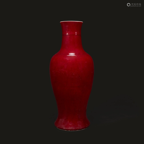 A large Chinese copper red-glazed porcelain vase,