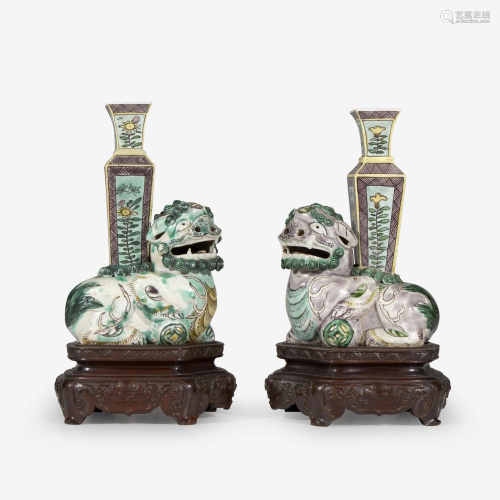 An associated pair of small Chinese famille verte