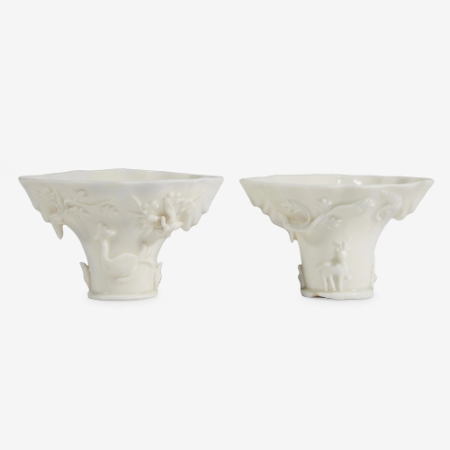 Two similar Chinese Dehua porcelain libation cups,