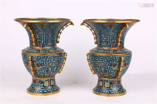 Gilt Cloisonne Vases  ,Qing Dynasty