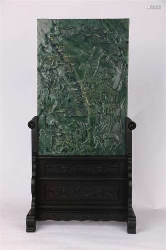 Hetian Jasper Table Screen , Qing Dynasty