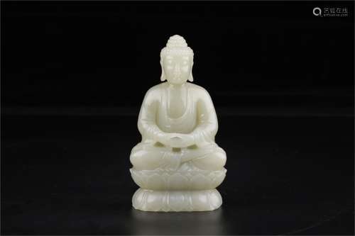 Hetian White Jade Statue of  Seated Sakyamuni