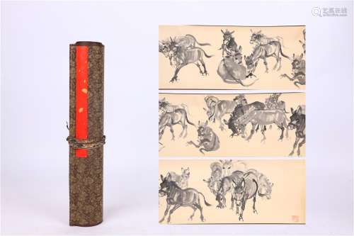 Long Scroll : Donkeys  by  Huang Zhou