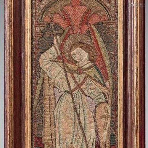 Trois orfrois en «opus anglicanum» brodés d'un sai…