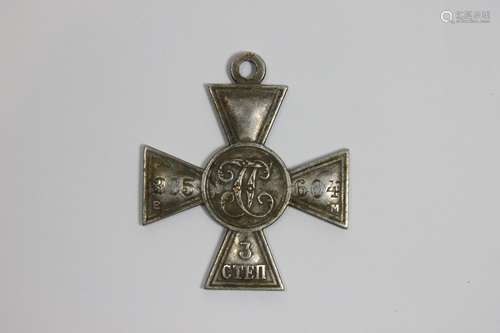 St.-Georgs-Soldatenkreuz, Russland, Silber, 3. Klasse, erliehen 1856 bis 1917, auf rückseitigen Kr