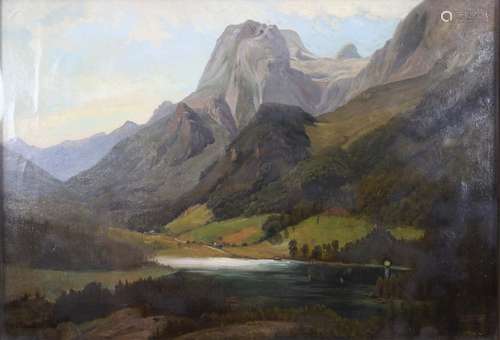 Heinrich Steinike (deutsch, 1825 - 1909), Gebirgslandschaft, Öl a. Lwd., un. links sign., Maße: 3