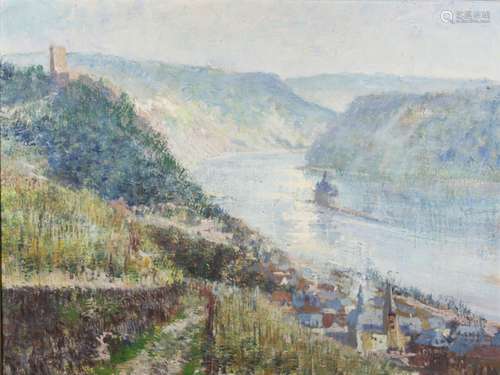 Anonymer Künstler, 19./20. Jh., Impressionistische Flusslandschaft, Öl a. Lwd., Maße: 61 x 81 cm