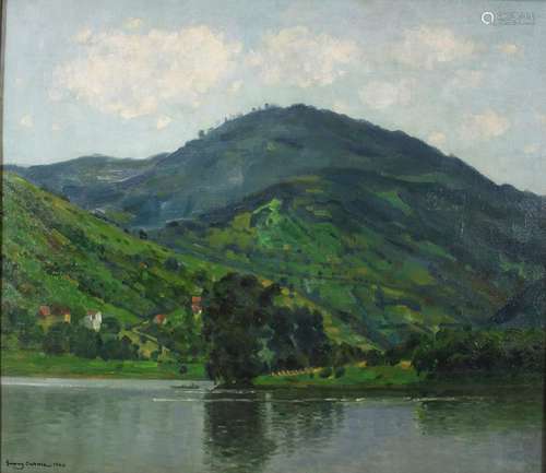 Georg Oehme (deutsch, 1890-1955), Elbe, Flusslandschaft, 1940, Öl a. Lwd., signiert und dat., Maß