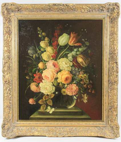 Oskar Robert Dogarth (österreichisch, 1898 - 1961), Ein Blumenbouquet in einer Glasvase, Öl auf H