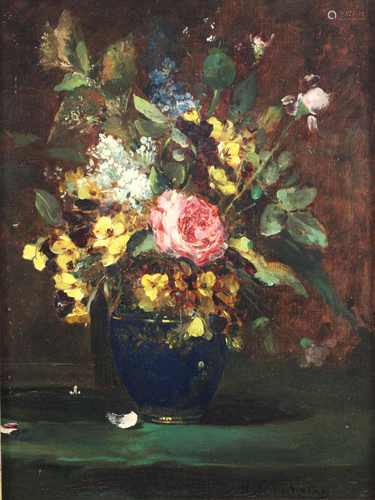 Eugene Henri Cauchois (Paris, 1850 - 1911), Blumenstrauß in einer Vase, signiert H. Cauchois, Öl