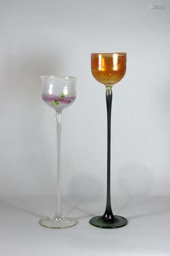 Pavel Molnar, Kelchglas, 1980, Glas, farbig, sign. und dat. H.: 29 cm und 33,5 cm.Pavel Mol