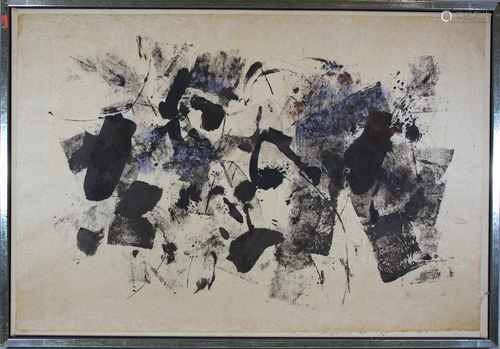 Unbekannter Künstler, 20. Jh., o.T., 1961, Acryl a. Papier a. Lwd., unlesbar signiert und dat., Ma