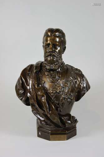 Bronze, Friedrich III., sig. J. Uphues 1898, Joseph Uphues (1850-1911 deutsch), Hohl, Büste Fried