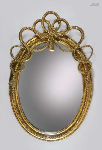 Paar Spiegel, im Stile Louise XVI., 20. Jh., Stuckornamentik, gefasst und vergoldet. Maße: 95 x 63