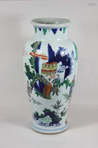 Vase, China, Qing Dynastie, Kangxi Periode (1890-1910), Porzellan, blau und rot unter Glasur, polyc