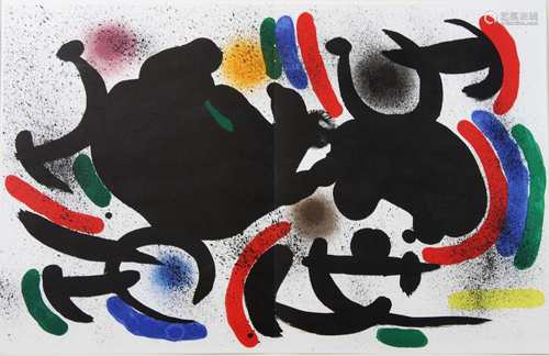 Joan Miro (spanisch, 1893-1983), Abstrakt, Lithografie, Blatt: 32 x 49,5 cm, im Pass., vergl., gera