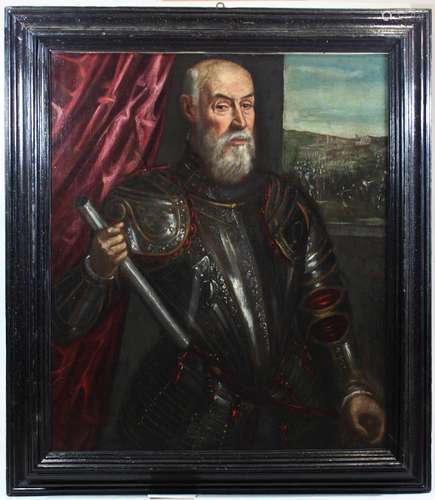 Jacopo Robusti, detto Jacopo Tintoretto (Venedig, 1518-1594), Porträt des Generals, Öl auf Lwd.,