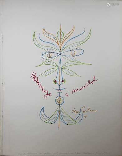 Jean Cocteau (französisch, 1889-1963), Hommage a Mourlot, 1950, Litho., 65,5 x 52 cm. Rand leicht