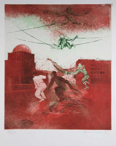 Konvolut von 2 Drucken. 1. Erwin Heerich (deutsch, 1922 - 2004), o.T., Lithografie, unten rechts ha