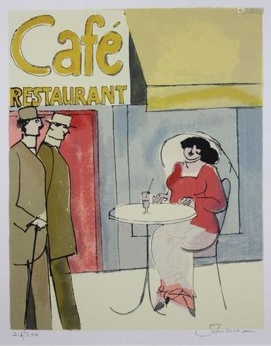 David Schneuer (polnisch, 1905-1988), Cafe, Lithografie. Auflage: 216/300, Maße: 40 x 35 cm., im P