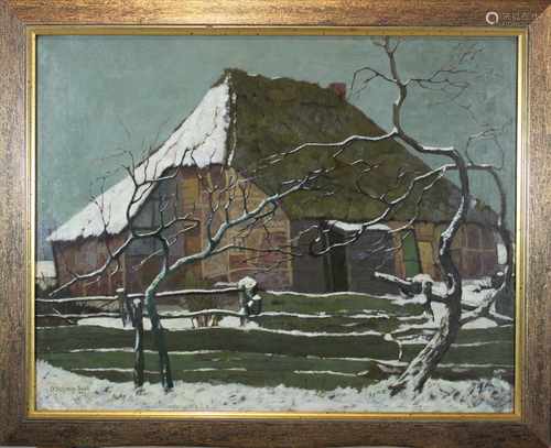 Bauernhaus im Schnee,1940 Öl a. Lwd., sig. und dat.: O. Schmitz-Sons, verso: Eigentum D. Kardung,