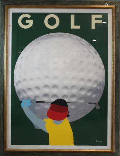 Razzia, Golf, Plakat, Blatt: 155 x 115 cm, vergl., gerahmt. Kunstbestand Conzen.Razzia, Gol