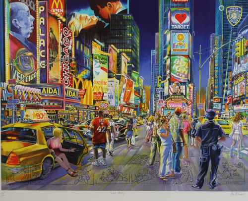 Daniel Authouart (französisch, 1943), Love Story Time Square, New York, handsigniert, Litho, 2010,