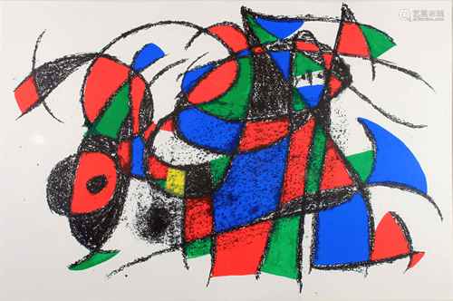 Joan Miró (spanisch, 1893 - 1983), Farblithografie, unsign., Lichtmaße: ca. 33 x 49,5. im Pas., v