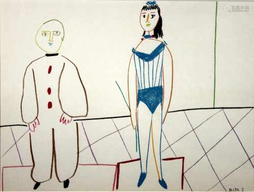 Pablo Picasso (spanisch, 1881-1973), Mann und Frau, 1954, Lithografie, Maße: Blatt: 32 x 41,3 cm,