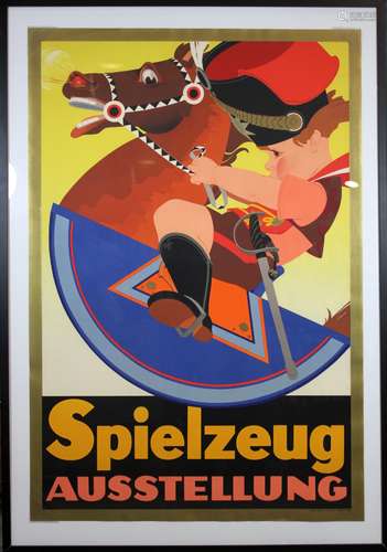 Plakat, Spielzeug Ausstellung, um 1925, Offsettdruck S. Malz, Berlin, Blat: 118 x 80 cm, vergl., ge